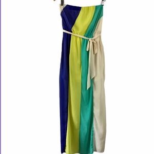 Hit List LA Color Block Maxi Dress Sheer Chiffon